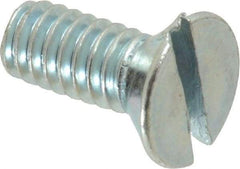 Value Collection - 1/4-20 UNC, 5/8" OAL Slotted Drive Machine Screw - Flat Head, Grade 2 Steel, Zinc-Plated Finish, Without Washer - Benchmark Tooling