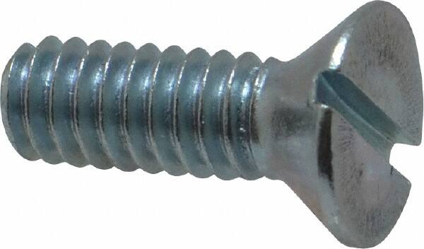 Value Collection - 1/4-20 UNC, 3/4" OAL Slotted Drive Machine Screw - Flat Head, Grade 2 Steel, Zinc-Plated Finish, Without Washer - Benchmark Tooling