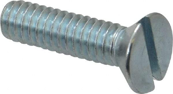 Value Collection - 1/4-20 UNC, 1" OAL Slotted Drive Machine Screw - Flat Head, Grade 2 Steel, Zinc-Plated Finish, Without Washer - Benchmark Tooling