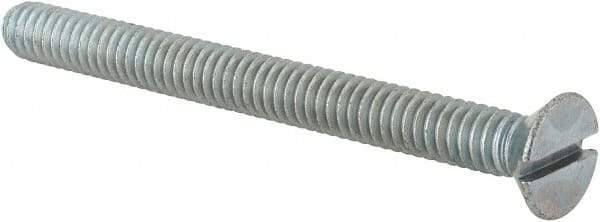 Value Collection - 1/4-20 UNC, 2-3/4" OAL Slotted Drive Machine Screw - Flat Head, Grade 2 Steel, Zinc-Plated Finish, Without Washer - Benchmark Tooling