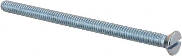 Value Collection - 1/4-20 UNC, 4" OAL Slotted Drive Machine Screw - Flat Head, Grade 2 Steel, Zinc-Plated Finish, Without Washer - Benchmark Tooling