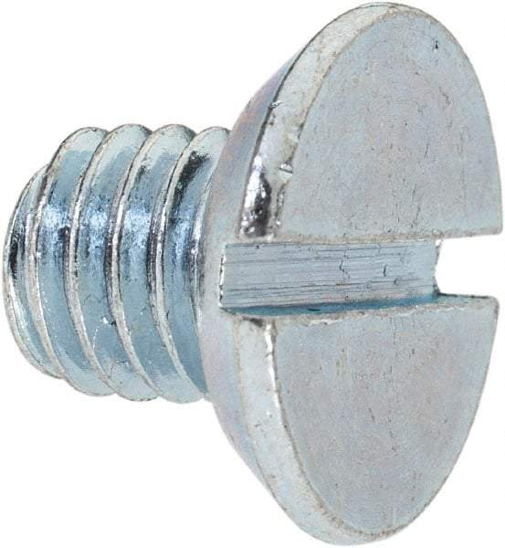 Value Collection - 3/8-16 UNC, 1/2" OAL Slotted Drive Machine Screw - Flat Head, Grade 2 Steel, Zinc-Plated Finish, Without Washer - Benchmark Tooling