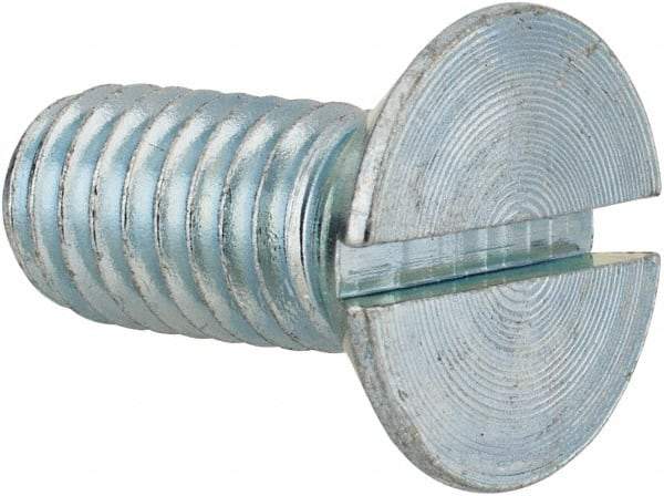 Value Collection - 3/8-16 UNC, 7/8" OAL Slotted Drive Machine Screw - Flat Head, Grade 2 Steel, Zinc-Plated Finish, Without Washer - Benchmark Tooling
