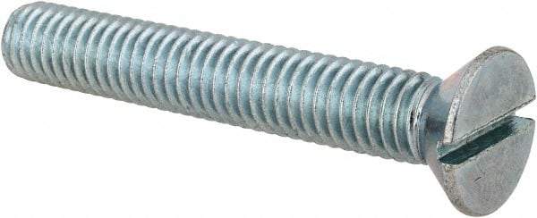 Value Collection - 3/8-16 UNC, 2-1/2" OAL Slotted Drive Machine Screw - Flat Head, Grade 2 Steel, Zinc-Plated Finish, Without Washer - Benchmark Tooling