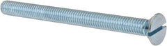 Value Collection - 3/8-16 UNC, 4-1/2" OAL Slotted Drive Machine Screw - Flat Head, Grade J82 Steel, Zinc-Plated Finish, Without Washer - Benchmark Tooling