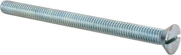 Value Collection - 3/8-16 UNC, 5" OAL Slotted Drive Machine Screw - Flat Head, Grade 2 Steel, Zinc-Plated Finish, Without Washer - Benchmark Tooling