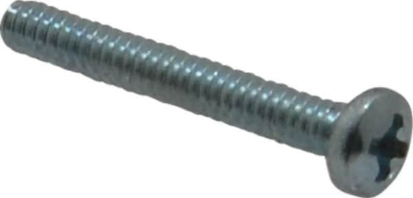 Value Collection - #6-32 UNC, 1" Length Under Head Phillips Drive Machine Screw - Pan Head, Grade 2 Steel, Zinc-Plated Finish, Without Washer - Benchmark Tooling