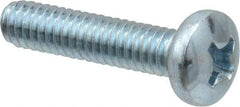 Value Collection - #8-32 UNC, 3/4" Length Under Head Phillips Drive Machine Screw - Pan Head, Grade 2 Steel, Zinc-Plated Finish, Without Washer - Benchmark Tooling