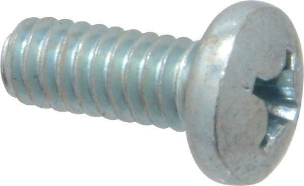 Value Collection - 1/4-20 UNC, 5/8" Length Under Head Phillips Drive Machine Screw - Pan Head, Grade 2 Steel, Zinc-Plated Finish, Without Washer - Benchmark Tooling