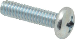 Value Collection - 1/4-20 UNC, 1" Length Under Head Phillips Drive Machine Screw - Pan Head, Grade 2 Steel, Zinc-Plated Finish, Without Washer - Benchmark Tooling