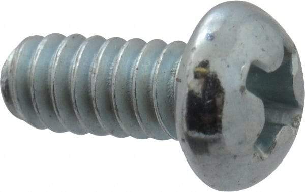 Value Collection - #6-32 UNC, 5/16" Length Under Head Phillips Drive Machine Screw - Round Head, Grade 2 Steel, Zinc-Plated Finish, Without Washer - Benchmark Tooling