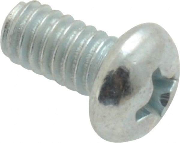Value Collection - #8-32 UNC, 5/16" Length Under Head Phillips Drive Machine Screw - Round Head, Grade 2 Steel, Zinc-Plated Finish, Without Washer - Benchmark Tooling