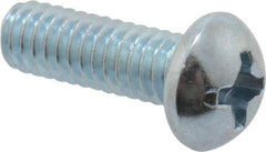 Value Collection - #8-32 UNC, 1/2" Length Under Head Phillips Drive Machine Screw - Round Head, Grade 2 Steel, Zinc-Plated Finish, Without Washer - Benchmark Tooling