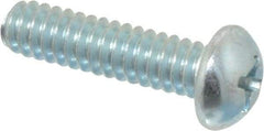 Value Collection - #10-24 UNC, 3/4" Length Under Head Phillips Drive Machine Screw - Round Head, Grade 2 Steel, Zinc-Plated Finish, Without Washer - Benchmark Tooling