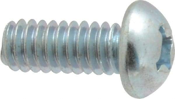 Value Collection - 1/4-20 UNC, 5/8" Length Under Head Phillips Drive Machine Screw - Round Head, Grade 2 Steel, Zinc-Plated Finish, Without Washer - Benchmark Tooling