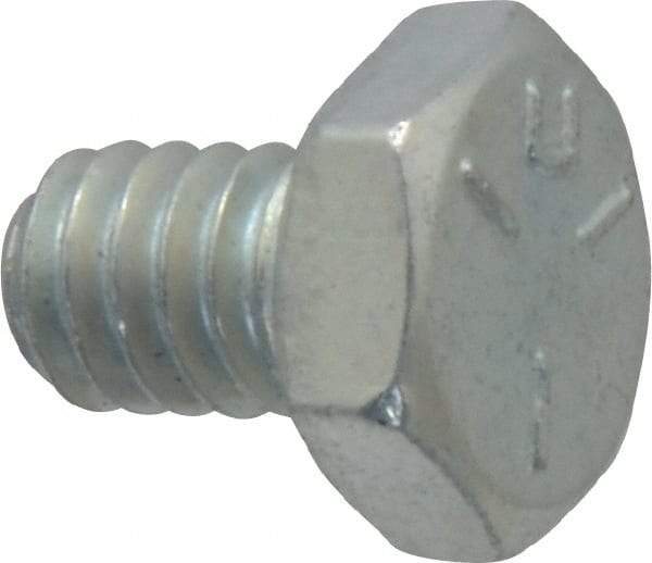 Made in USA - 1/4-20 UNC, 3/8" Length Under Head Hex Head Cap Screw - Fully Threaded, Grade 5 Steel, Zinc-Plated Finish, 7/16" Hex - Benchmark Tooling
