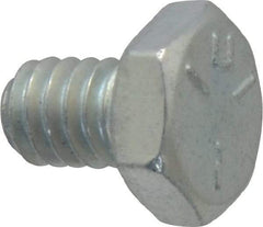 Made in USA - 1/4-20 UNC, 3/8" Length Under Head Hex Head Cap Screw - Fully Threaded, Grade 5 Steel, Zinc-Plated Finish, 7/16" Hex - Benchmark Tooling