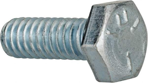 Made in USA - 1/4-20 UNC, 3/4" Length Under Head Hex Head Cap Screw - Fully Threaded, Grade 5 Steel, Zinc-Plated Finish, 7/16" Hex - Benchmark Tooling