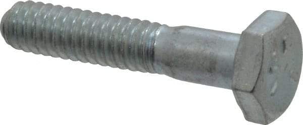 Made in USA - 1/4-20 UNC, 1-1/4" Length Under Head Hex Head Cap Screw - Partially Threaded, Grade 5 Steel, Zinc-Plated Finish, 7/16" Hex - Benchmark Tooling