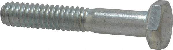 Made in USA - 1/4-20 UNC, 1-1/2" Length Under Head Hex Head Cap Screw - Partially Threaded, Grade 5 Steel, Zinc-Plated Finish, 7/16" Hex - Benchmark Tooling