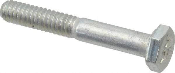 Made in USA - 1/4-20 UNC, 1-3/4" Length Under Head Hex Head Cap Screw - Partially Threaded, Grade 5 Steel, Zinc-Plated Finish, 7/16" Hex - Benchmark Tooling