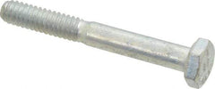 Made in USA - 1/4-20 UNC, 2" Length Under Head Hex Head Cap Screw - Partially Threaded, Grade 5 Steel, Zinc-Plated Finish, 7/16" Hex - Benchmark Tooling