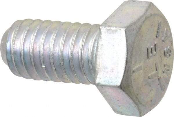Made in USA - 5/16-18 UNC, 5/8" Length Under Head Hex Head Cap Screw - Fully Threaded, Grade 5 Steel, Zinc-Plated Finish, 1/2" Hex - Benchmark Tooling
