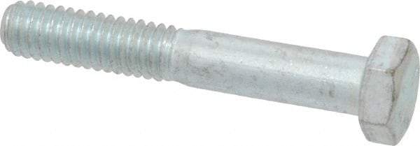 Made in USA - 5/16-18 UNC, 2" Length Under Head Hex Head Cap Screw - Partially Threaded, Grade 5 Steel, Zinc-Plated Finish, 1/2" Hex - Benchmark Tooling