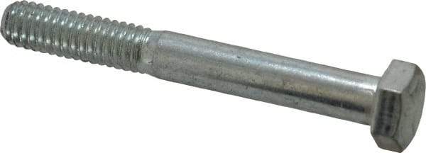 Made in USA - 5/16-18 UNC, 2-1/2" Length Under Head Hex Head Cap Screw - Partially Threaded, Grade 5 Steel, Zinc-Plated Finish, 1/2" Hex - Benchmark Tooling
