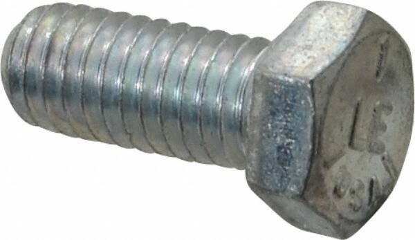 Made in USA - 3/8-16 UNC, 7/8" Length Under Head Hex Head Cap Screw - Fully Threaded, Grade 5 Steel, Zinc-Plated Finish, 9/16" Hex - Benchmark Tooling