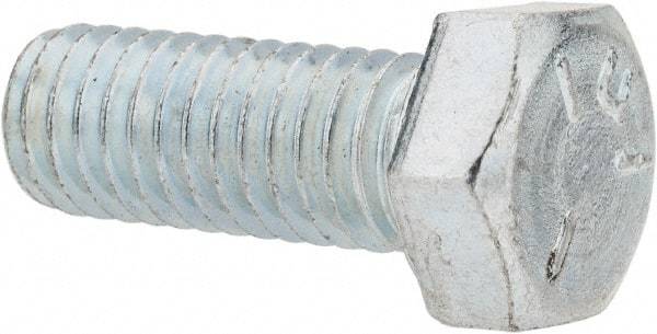 Made in USA - 3/8-16 UNC, 1" Length Under Head Hex Head Cap Screw - Fully Threaded, Grade 5 Steel, Zinc-Plated Finish, 9/16" Hex - Benchmark Tooling
