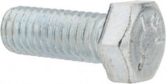 Made in USA - 3/8-16 UNC, 1" Length Under Head Hex Head Cap Screw - Fully Threaded, Grade 5 Steel, Zinc-Plated Finish, 9/16" Hex - Benchmark Tooling