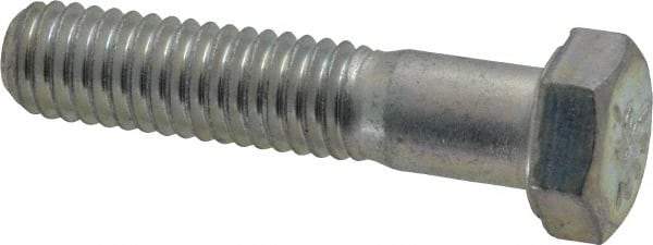 Made in USA - 3/8-16 UNC, 1-3/4" Length Under Head Hex Head Cap Screw - Partially Threaded, Grade 5 Steel, Zinc-Plated Finish, 9/16" Hex - Benchmark Tooling
