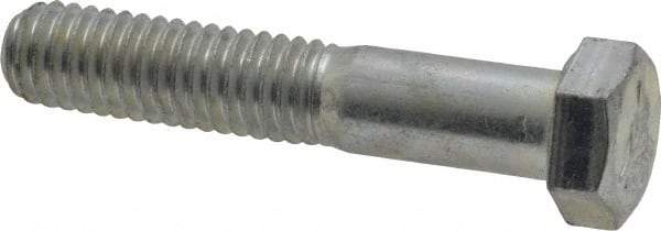 Made in USA - 3/8-16 UNC, 2" Length Under Head Hex Head Cap Screw - Partially Threaded, Grade 5 Steel, Zinc-Plated Finish, 9/16" Hex - Benchmark Tooling