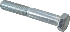 Made in USA - 3/8-16 UNC, 2-1/4" Length Under Head Hex Head Cap Screw - Partially Threaded, Grade 5 Steel, Zinc-Plated Finish, 9/16" Hex - Benchmark Tooling