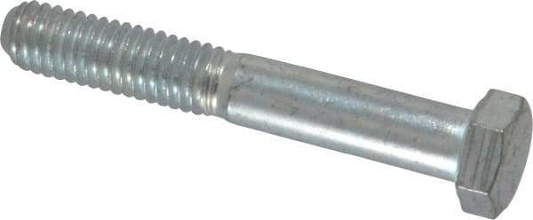Made in USA - 3/8-16 UNC, 2-1/2" Length Under Head Hex Head Cap Screw - Partially Threaded, Grade 5 Steel, Zinc-Plated Finish, 9/16" Hex - Benchmark Tooling