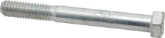 Made in USA - 3/8-16 UNC, 3-1/4" Length Under Head Hex Head Cap Screw - Partially Threaded, Grade 5 Steel, Zinc-Plated Finish, 9/16" Hex - Benchmark Tooling