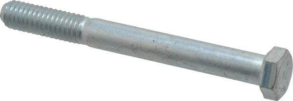 Made in USA - 3/8-16 UNC, 3-1/2" Length Under Head Hex Head Cap Screw - Partially Threaded, Grade 5 Steel, Zinc-Plated Finish, 9/16" Hex - Benchmark Tooling