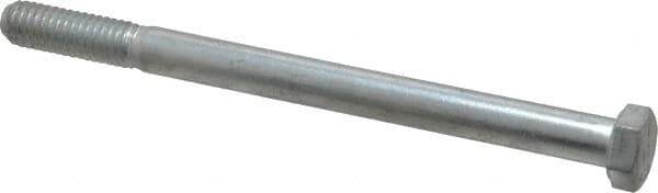 Made in USA - 3/8-16 UNC, 5" Length Under Head Hex Head Cap Screw - Partially Threaded, Grade 5 Steel, Zinc-Plated Finish, 9/16" Hex - Benchmark Tooling