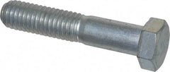 Made in USA - 1/2-13 UNC, 2-1/2" Length Under Head Hex Head Cap Screw - Partially Threaded, Grade 5 Steel, Zinc-Plated Finish, 3/4" Hex - Benchmark Tooling
