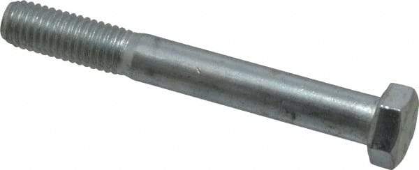 Made in USA - 1/2-13 UNC, 4" Length Under Head Hex Head Cap Screw - Partially Threaded, Grade 5 Steel, Zinc-Plated Finish, 3/4" Hex - Benchmark Tooling