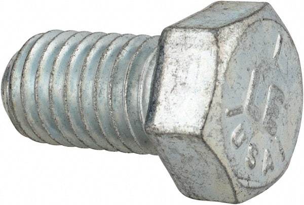 Made in USA - 9/16-12 UNC, 1" Length Under Head Hex Head Cap Screw - Fully Threaded, Grade 5 Steel, Zinc-Plated Finish, 13/16" Hex - Benchmark Tooling