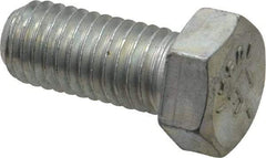 Made in USA - 9/16-12 UNC, 1-1/4" Length Under Head Hex Head Cap Screw - Fully Threaded, Grade 5 Steel, Zinc-Plated Finish, 13/16" Hex - Benchmark Tooling