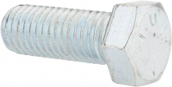 Made in USA - 9/16-12 UNC, 1-1/2" Length Under Head Hex Head Cap Screw - Fully Threaded, Grade 5 Steel, Zinc-Plated Finish, 13/16" Hex - Benchmark Tooling