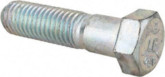 Made in USA - 9/16-12 UNC, 2-1/4" Length Under Head Hex Head Cap Screw - Partially Threaded, Grade 5 Steel, Zinc-Plated Finish, 13/16" Hex - Benchmark Tooling