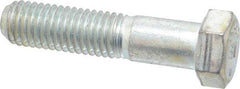 Made in USA - 9/16-12 UNC, 2-1/2" Length Under Head Hex Head Cap Screw - Partially Threaded, Grade 5 Steel, Zinc-Plated Finish, 13/16" Hex - Benchmark Tooling