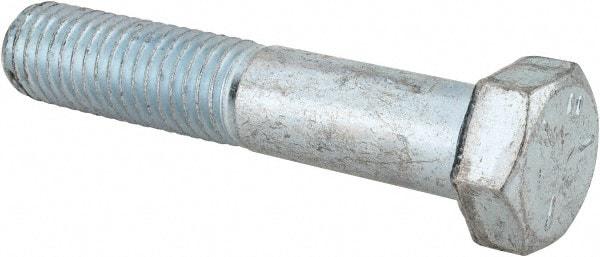 Made in USA - 9/16-12 UNC, 3" Length Under Head Hex Head Cap Screw - Partially Threaded, Grade 5 Steel, Zinc-Plated Finish, 13/16" Hex - Benchmark Tooling