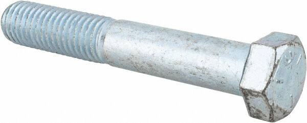 Made in USA - 9/16-12 UNC, 3-1/2" Length Under Head Hex Head Cap Screw - Partially Threaded, Grade 5 Steel, Zinc-Plated Finish, 13/16" Hex - Benchmark Tooling