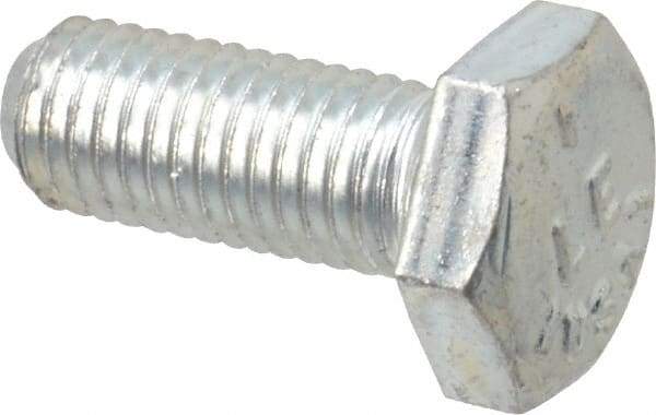 Made in USA - 1/4-28 UNF, 5/8" Length Under Head Hex Head Cap Screw - Fully Threaded, Grade 5 Steel, Zinc-Plated Finish, 1/2" Hex - Benchmark Tooling