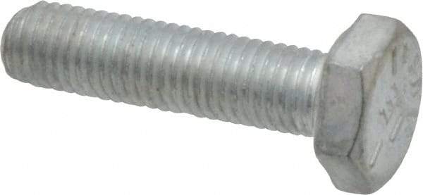 Made in USA - 1/4-28 UNF, 1" Length Under Head Hex Head Cap Screw - Fully Threaded, Grade 5 Steel, Zinc-Plated Finish, 1/2" Hex - Benchmark Tooling